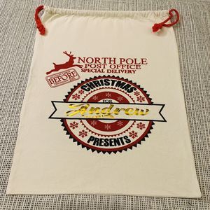 North Pole Post Office Santa Sack Christmas Gift Canvas Bag "ANDREW" 24.5x19 in